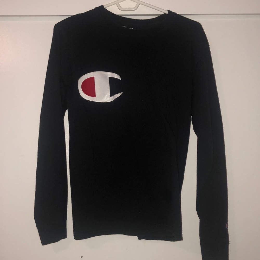 Champion script logo black long sleeve t-shirt